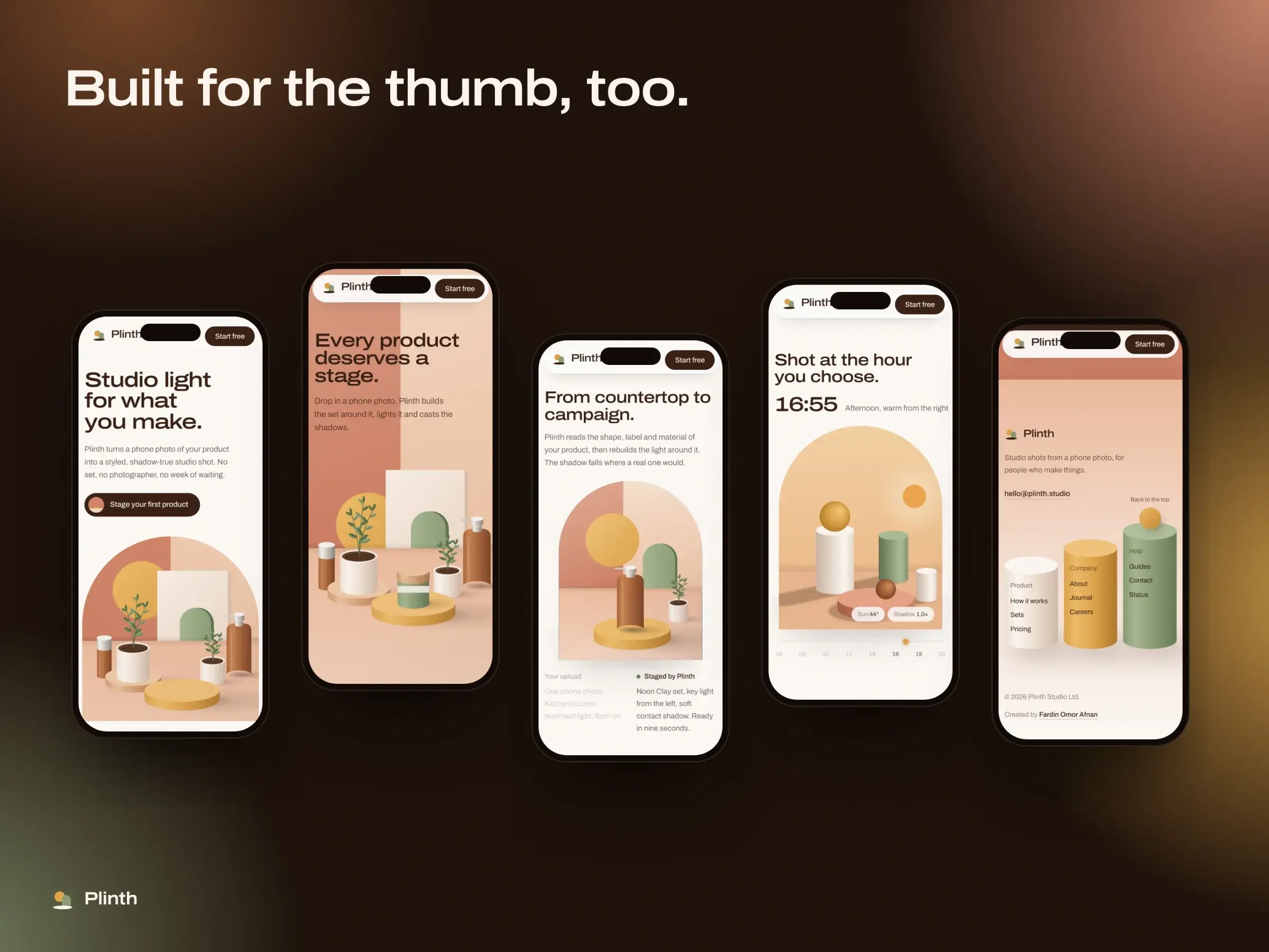 Plinth on five phones.